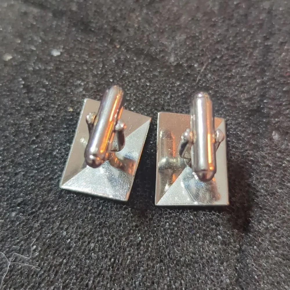 Vtg 925‎ Sterling Silver ANSON Diamond Cut Center Design Unique Cufflinks 10g